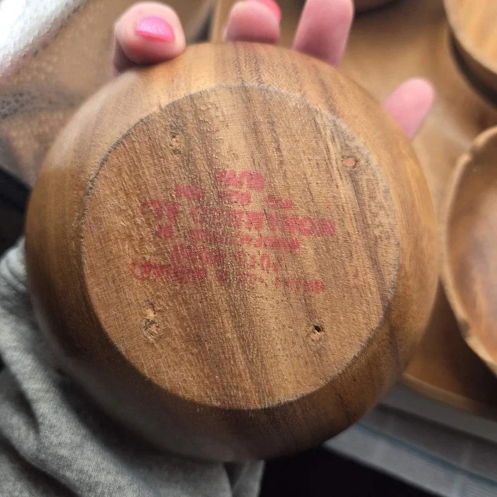 VTG Monkey Pod Wood Leaf Tray 7 Bowls Fiji